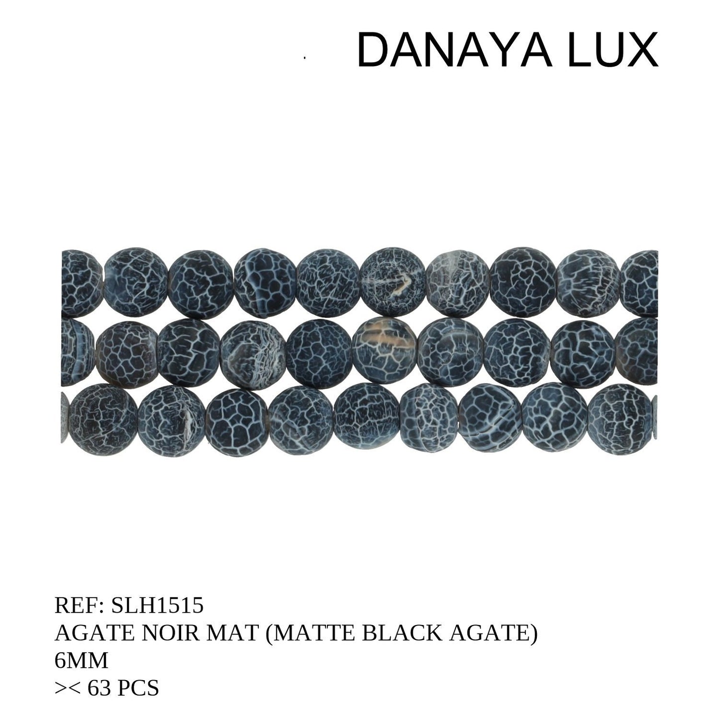 AGATE NOIRE MAT 6MM