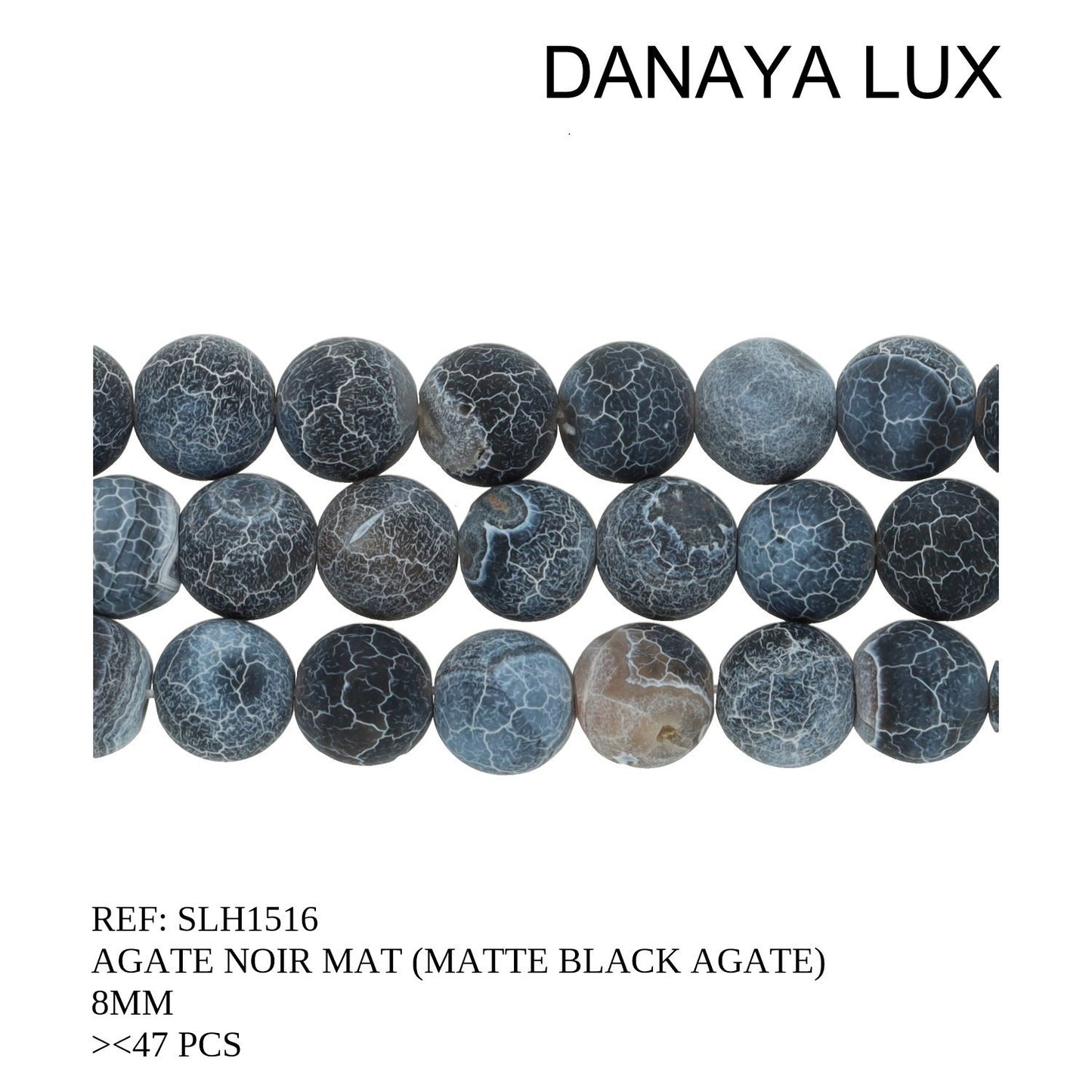 AGATE NOIRE MATTE 8MM