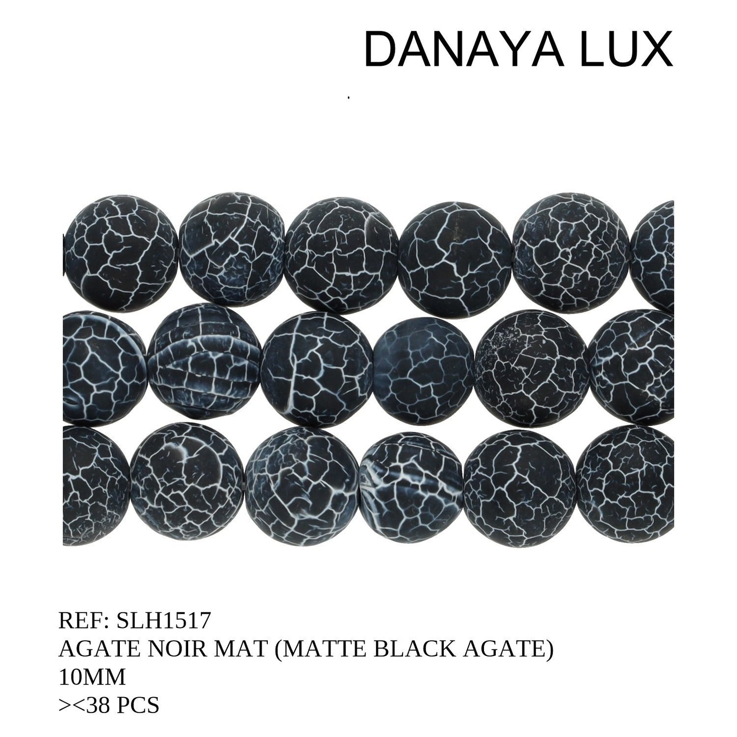 AGATE NOIRE MAT 10MM