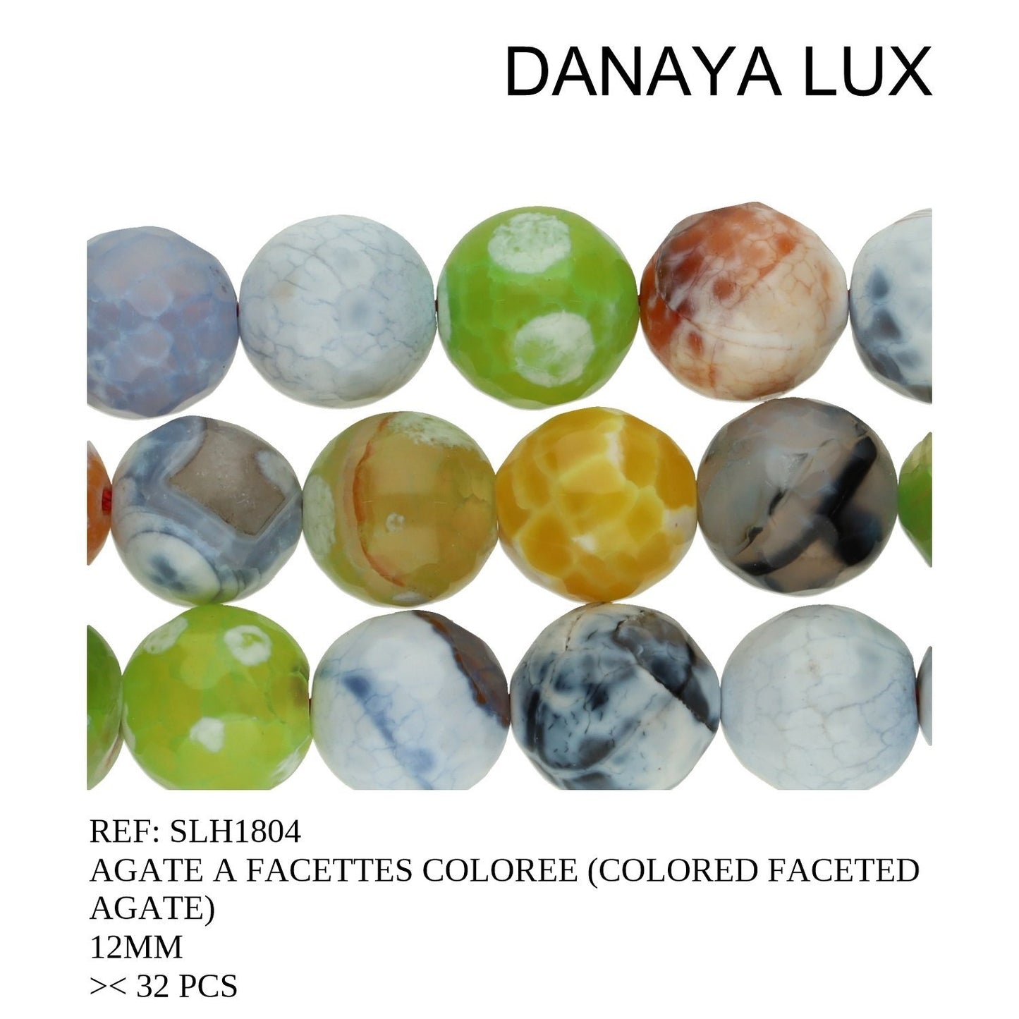 AGATE A FACETTES COLOREE 12MM