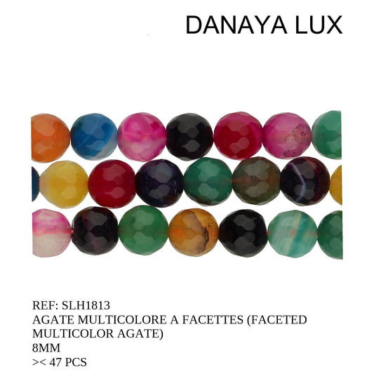 AGATE MULTICOLORE A FACETTES 8MM