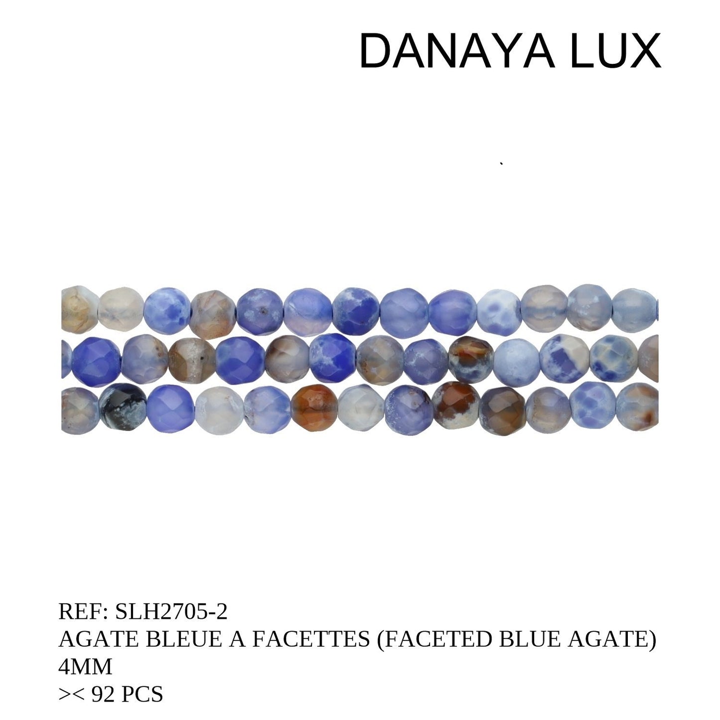 AGATE BLEUE A FACETTES 4MM