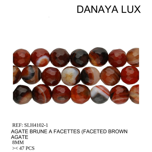 AGATE MARRON À FACETTES 8MM