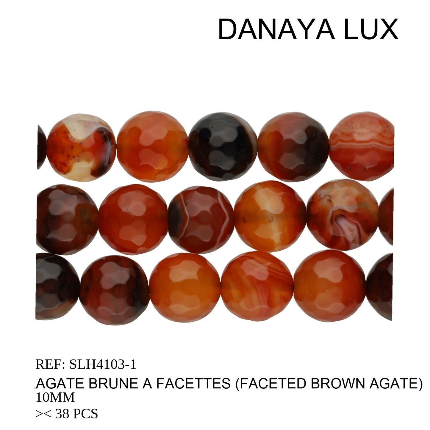 AGATE BRUN A FACETTES 10MM