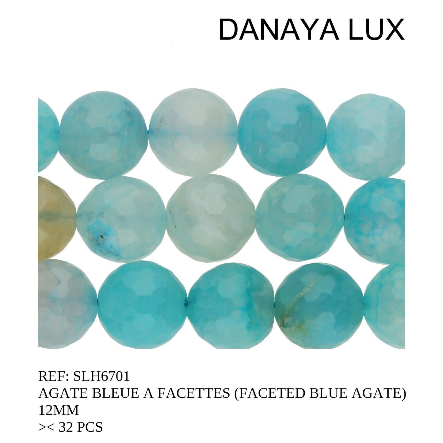 AGATE BLEUE A FACETTES 12MM