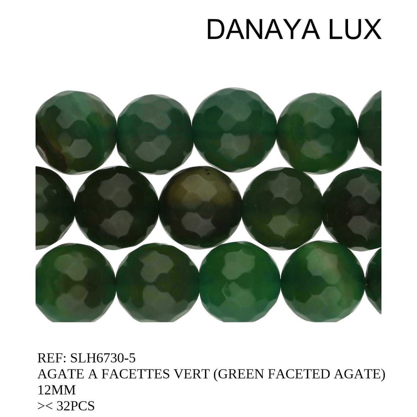 AGATE A FACETTES VERTE 12MM