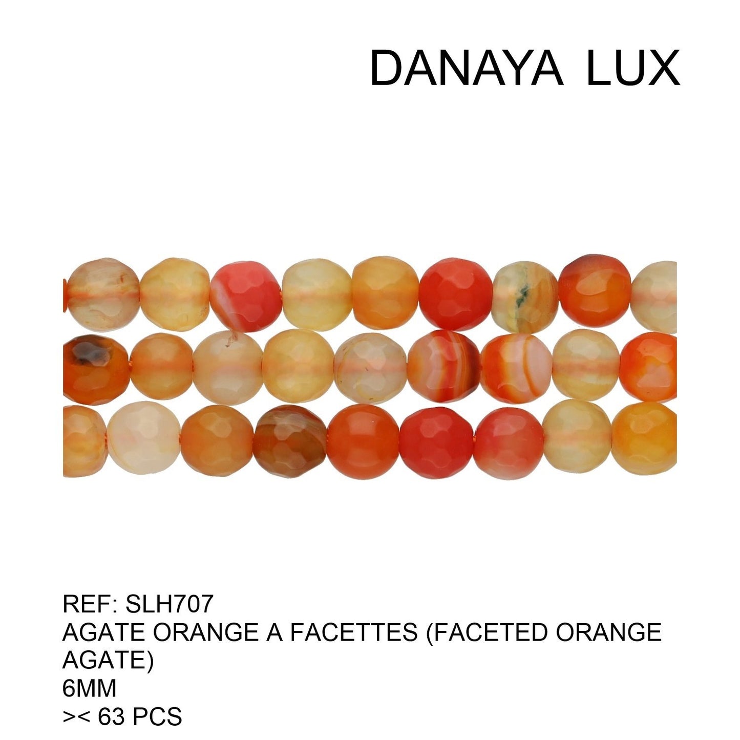 AGATE ORANGE A FACETTES 6MM