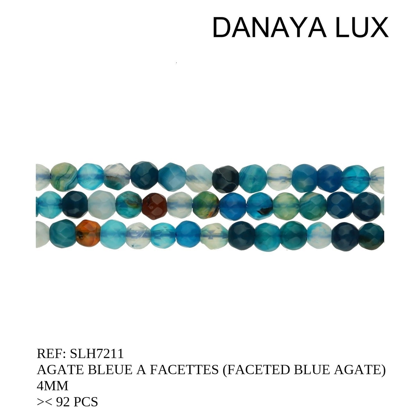 AGATE BLEUE A FACETTES 4MM