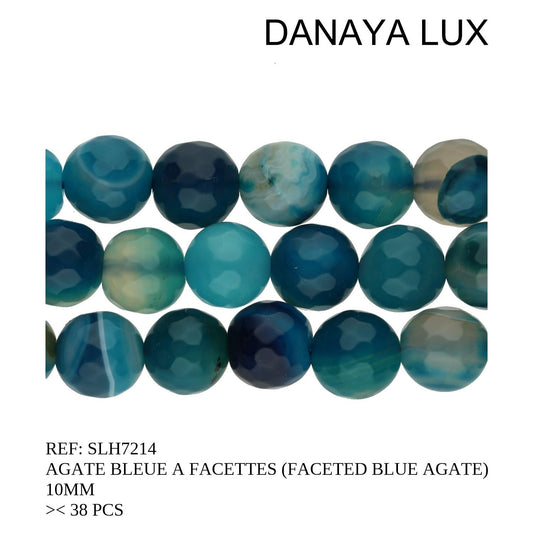 AGATE BLEUE A FACETTES 10MM