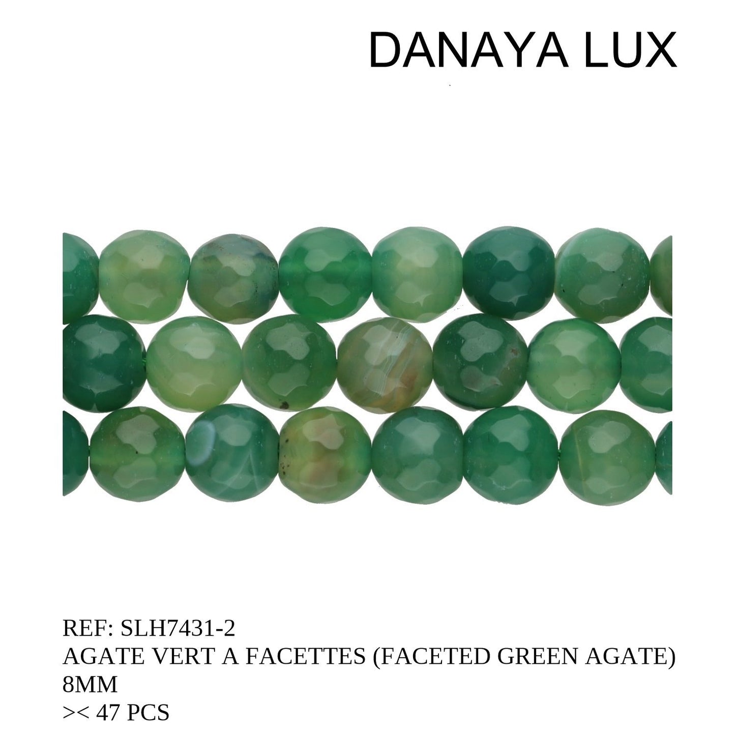 AGATE VERTE A FACETTES 8MM
