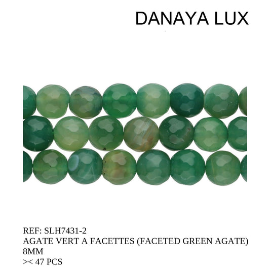 AGATE VERTE À FACETTES 8MM