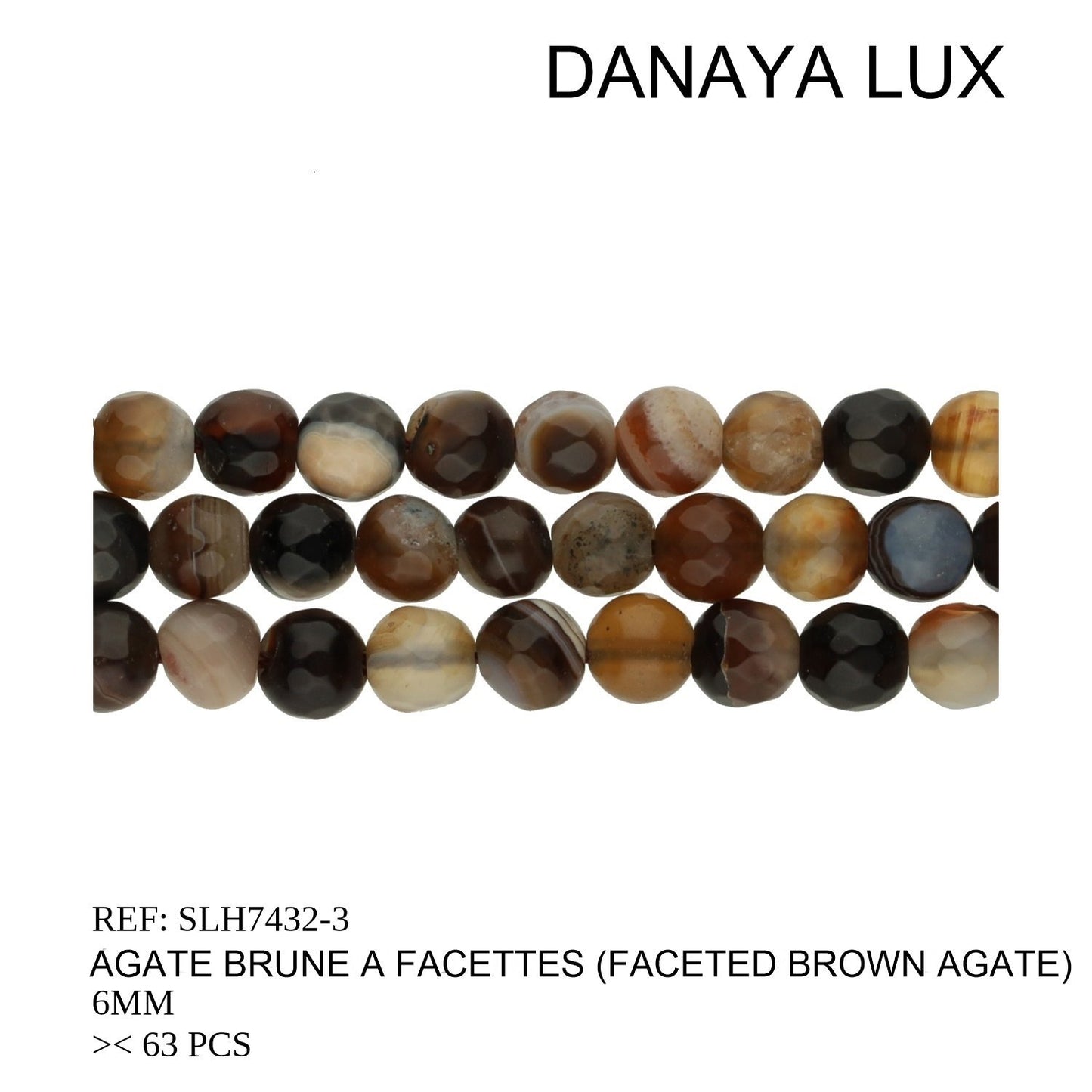 AGATE BRUN A FACETTES 6MM