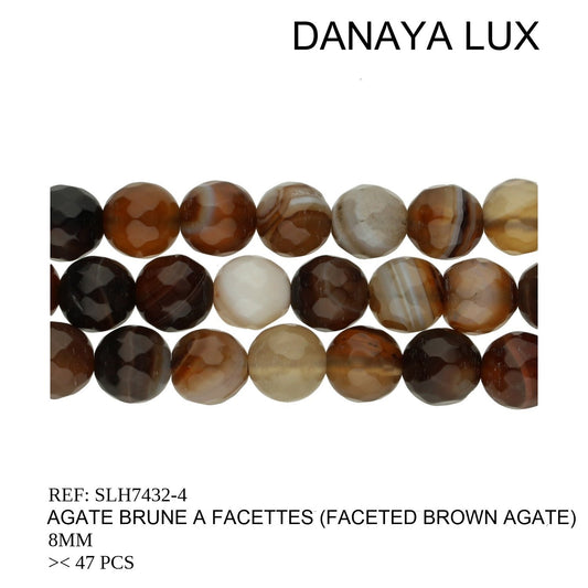 AGATE MARRON À FACETTES 8MM