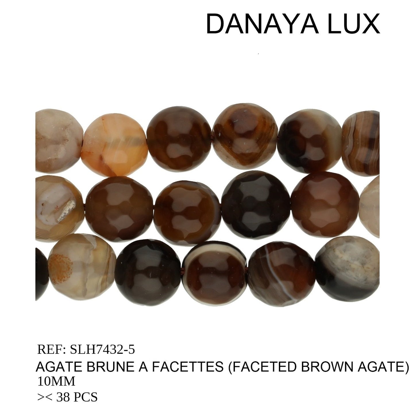 AGATE MARRON À FACETTES 10MM
