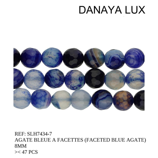 AGATE BLEUE À FACETTES 8MM