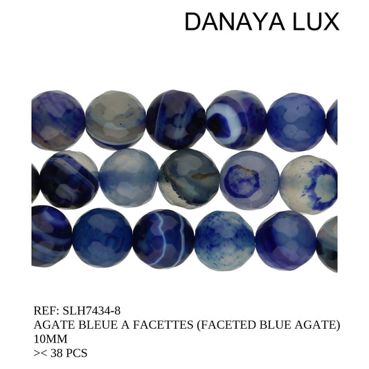 AGATE BLEUE A FACETTES 10MM